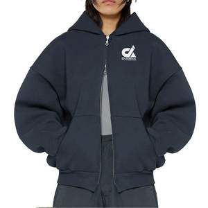 Sweat à capuche zippé personnalisé unisexe Boxy Zipper Blanks 400 Gsm sweat à capuche 100% coton lourd polaire recadrée hommes sweats à capuche zippés pour hommes - Product Image 6