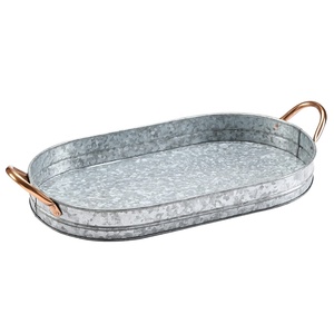 Bandeja de Servir de Hierro Galvanizado Resistente Hecha a Mano con Diseño de Asa Recortada, Decoración Tradicional Ecológica para el Hogar, Personalizable - Product Image 6