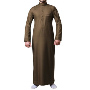 Ropa islámica árabe frontal verde de manga larga negra Jubbah para hombres de alta calidad-Abaya ropa árabe al por mayor Thobes - Product Image 2