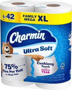 CharminUltra Soft Cushion Touch <b>Toilet</b> <b>Paper</b>, 6 Family Mega XL <b>Rolls</b> = 42 Regular <b>Rolls</b> - Product Image 6