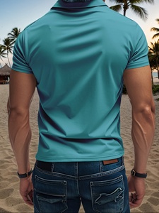 เสื้อโปโลลายทางสำหรับผู้ชายเสื้อตัวในแบบลำลองแขนสั้นระบายอากาศได้ดี - Product Image 2