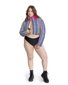 Femmes de haute qualité matelassé Crop doudoune à manches longues bouton décoration hiver décontracté Street-Wear automne-XL taille en gros - Product Image 3