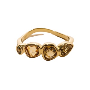 S925 Sterling <b>Silver</b> 14K Gold Plated Olive Quartz Cognac Quartz Honey Quartz Green Sapphire <b>Ring</b> Chunky Statement Adjustable - Product Image 1