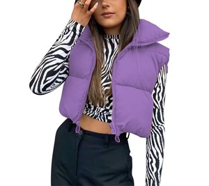 Logo personnalisé OEM bulle fermeture éclair sans manches gilet court veste personnalisée Winer Puffer doudoune femmes - Product Image 3