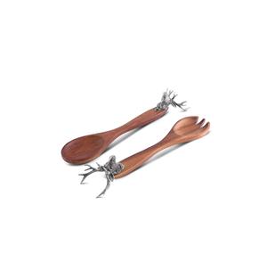 Cuchara de ensalada de acero inoxidable, pieza de diseño de mango de madera grabada, utensilios de cocina para uso en mesa de comedor - Product Image 2