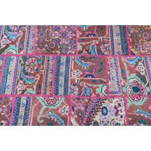 Tapis turc vintage 2,7x5,9 pi (81x180 cm), tapis en laine rose à pois - Product Image 5