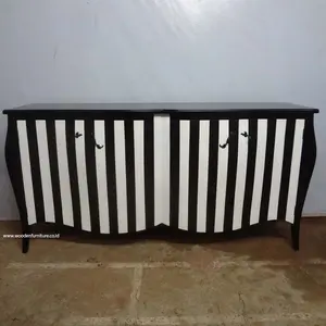 Mobiliário de sala de jantar, antiguidade, preto e branco, pintado, para armário de cozinha, estilo francês