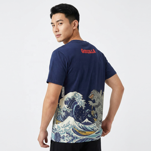 เสื้อยืดฮิปฮอปผู้ชาย แขนสั้น ระบายอากาศได้ดี พิมพ์ลายคลื่น ไซส์ใหญ่ สไตล์ลำลอง คอกลม ผ้าเจอร์ซีย์ 100% ผ้าฝ้าย แห้งเร็ว - Product Image 2
