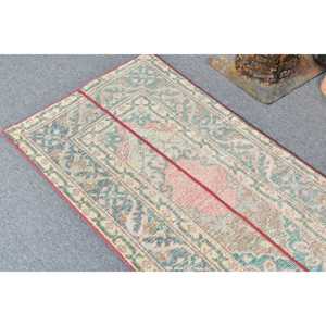 2x8.3 ft Vintage <b>Runner</b> Rug, Green <b>Red</b> Turkish Striped Wool Rug - Product Image 5