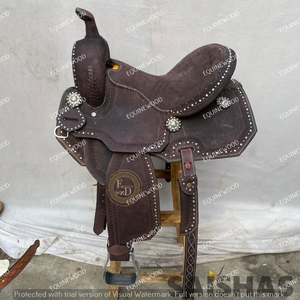 Ensemble de selle en cuir western avec décorations de barrel racing haut de gamme, en bois |   Accessoires en acier inoxydable façonnés à la main, ensemble de tack gratuit pour l'équitation - Product Image 6