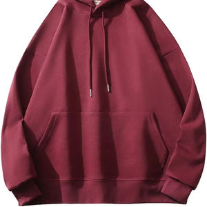 Sudadera con capucha recortada de invierno con bolsillo de lana cuadrado para hombre de alta calidad con hombro caído de algodón en blanco 100% - Product Image 1