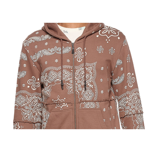 Felpa con Zip Grande da Uomo Elevenparis Marrone con Stampa Paisley, Tessuto Lavorato a Maglia, Ricamo 3D, Fodera in Raso - Product Image 3