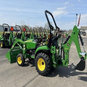 Tracteur John Deere série 1 avec chargeur frontal et attache tondeuse, vert et jaune, matériel agricole - Product Image 5