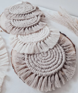 Sous-verre rond en macramé fait main de style Boho - Product Image 3