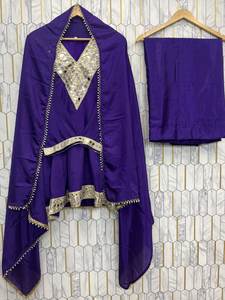 Conjunto de Kurti Sharara Dupatta Bordado para Mujer, Ropa Étnica Morada, Traje de Diseñador para Damas - Product Image 2
