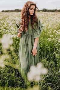 2023 bohemio Floral vestido con cuello en V elegante estilo bohemio Venta caliente mujeres media manga Maxi vestido hasta el suelo Floral elegante - Product Image 3