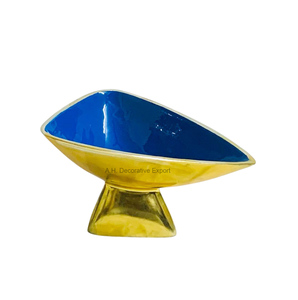 Bol de service à salade de fruits en aluminium plaqué or Nouveau design de bols à mélanger sur trépied pour hôtels et fêtes - Product Image 3