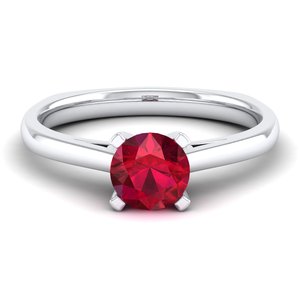 Anillo Solitario de Plata de Ley 925 de Alta Calidad REYES, Chapado en Oro Rosa de 14K, con Gema de Rubí de Corte Brillante Redondo de 0.75 Quilates - Product Image 5