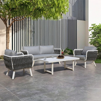 OSMEN Volta Chaise en corde de coton tissée en aluminium Chaise de canapé simple pour terrasse extérieure