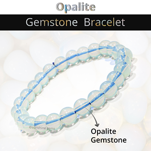 Pulseras elásticas con cuentas de cristal Opalite hechas a mano de 8mm a granel, pulsera curativa de Reiki Unisex para mujeres y hombres, Material de piedras preciosas - Product Image 2