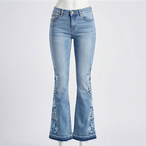 Pantalones Vaqueros Acampanados de Mezclilla para Mujer, Diseño Nuevo, Hechos a Medida, Casuales, Rectos, con Logotipo Personalizado, Pantalones de Moda - Product Image 1