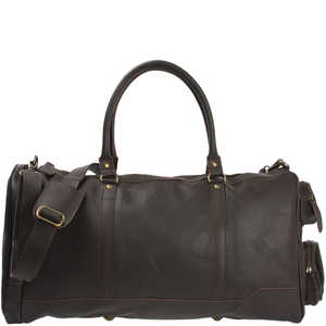 Sac de sport/sac de messager en cuir véritable marron foncé chaînes de broderie géométriques unisexe bohème bandoulière réglable/amovible - Product Image 1