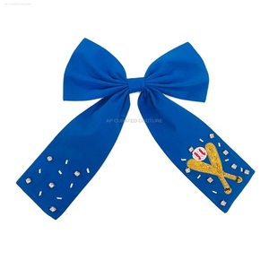 ผู้หญิงกิ๊บติดผมลูกปัดที่กําหนดเองวันเกมชื่อทีมผม Bows อุปกรณ์เสริมผมทําด้วยมือที่หรูหราเมล็ดจระเข้จระเข้ Bows - Product Image 3