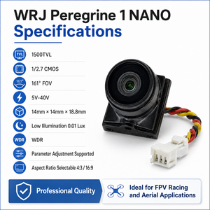 WRJ Peregrine 1 NANO <b>Micro</b> FPV Drone <b>Camera</b> 1500TVL CMOS Low Light WDR Low Latency 161 Degree Wide Angle 5V 40V - Product Image 3