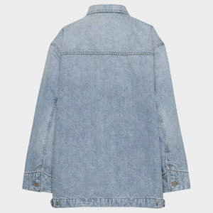 Veste en jean vintage pour femme, en denim lourd de qualité supérieure, silhouette longue, style streetwear décontracté, vêtement d'extérieur pour l'hiver - Product Image 3