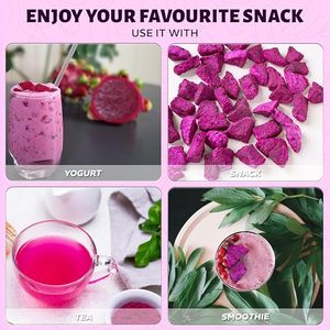 DarlacFarms 100% polvo de fruta de dragón rojo liofilizado Natural sabor dulce fresco en cubitos Rosa Pitaya Soluble en agua proceso FD a granel - Product Image 3