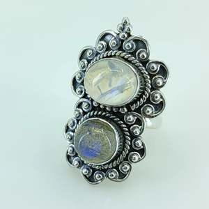 925 Sterling Silver Handmade Ring Rainbow Moonstone Labradorite Boho June Birthstone Jewelry Perfect Gift for Her Certified IGI - Product Image 2