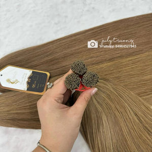 Extensions de cheveux humains I-Tip en kératine de haute qualité, vierges, alignées sur les cuticules, origine Vietnam, styles raides et ondulés, teintes toutes couleurs - Product Image 1