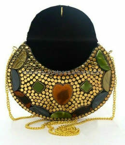 Meenakari กระเป๋าคล้องมือหินโบราณกระเป๋าคลัทช์โลหะไม้พร้อมรูปแบบการตกแต่งของขวัญที่ทันสมัย - Product Image 4