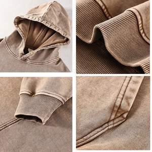 Venta al por mayor 380GSM 42% algodón 58% poliéster polar Casual Sudadera con capucha cordón Color sólido en blanco logotipo personalizado pulóver Zip Tops sudaderas con capucha - Product Image 3