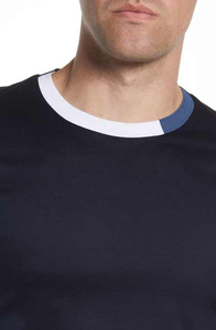 T-shirts d'été décontractés d'extérieur pour hommes T-shirts en coton extensible multicolore avec col en O et fentes latérales - Product Image 3