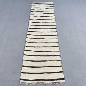 Vintage Turkish <b>Rug</b>, 2.6x9.2 ft <b>Runner</b> <b>Rug</b>, White Brown Camouflage <b>Rug</b> - Product Image 1