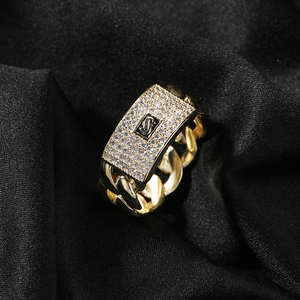 Anillos de cadena de diamantes cultivados Leb de corte redondo brillante al por mayor de fábrica, anillo chapado en oro personalizado de Hip Hop de 14K - Product Image 6