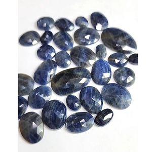 30 piezas de zafiro azul Natural 10-26mm Oval Fancy Free Size Rose Cut Cabochon 277 Cts Lot Flat Back Sapphire Loose Gemstone - Product Image 4