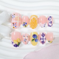HYC-DJ-1719 Faux Ongles à Presser Motif Fruits d'Été 24 Pièces Design Gel 3D Style Doux Réutilisables Vente en Gros