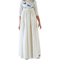 Robe islamique musulmane pour filles, Ramadan 2024, abaya Eid à manches longues, ornée de perles, respirante, avec des étoiles et une lune, pour vêtements d'enfants, robes pour filles