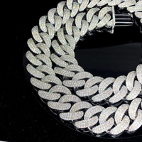 Collar de Cadena Cubana con Incrustaciones de Moissanita Blanca de 25mm en Plata de Ley 925, Estilo Hip Hop y Moda Urbana, Marca D'VINS Jewels