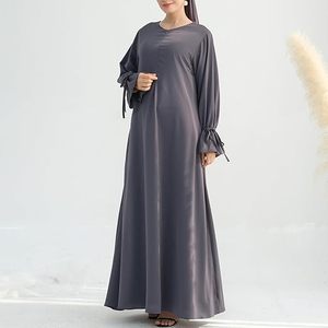 Vêtements islamiques à manches longues de couleur unie, hijab musulman, robes abaya pour femmes, style robe turque, style qatari, vintage, abayas de printemps - Product Image 4