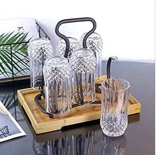 Customized Wood Glass Holder Rack Metal Stand Customized Storage Rack Wood Base Wholesale Price