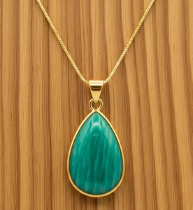 Vêtements quotidiens en argent Sterling 925 chaîne délicate bohème naturel Amazonite goutte forme pendentif guérison cristal mode pendentifs - Product Image 1