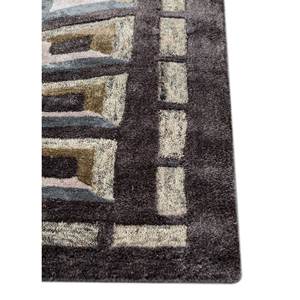 Acar Classic Geometric Hand Tufted <b>Wool</b> & Viscose Rug Grey & Black Tra-14699 for Home Living Room or Hallway 10mm Rectangle - Product Image 4
