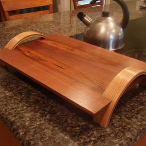Bandeja para servir de madera de acacia redonda personalizable rústica para cocina, hogar u Hotel, vajilla de estilo clásico para fiestas o servir comida - Product Image 1