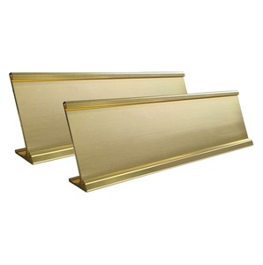 Support de plaque signalétique de bureau en aluminium 2 "X 8", paquet de 2 porte-panneau de bureau d'affaires (or jaune) - Product Image 1