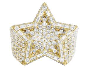 Bague étoile glacée pour homme en argent sterling 925 plaqué or VVS Moissanite diamant bijoux Hip Hop - Product Image 2