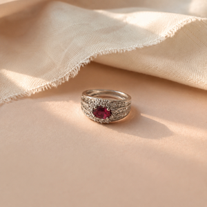 Bague Halo en CZ rose, style vintage, plaquée rhodium, bijoux de mode - Product Image 2