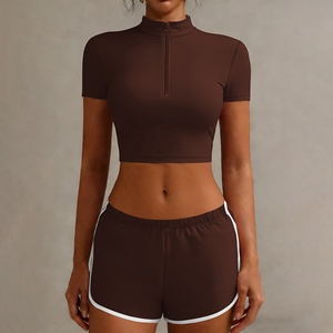 Wholesale Hot One Shoulder Ribbed Crop Top and High Waisted Biker Shorts <b>Set</b> for Women Sexy Cut Out Activewear <b>Yoga</b> Gym - Product Image 1